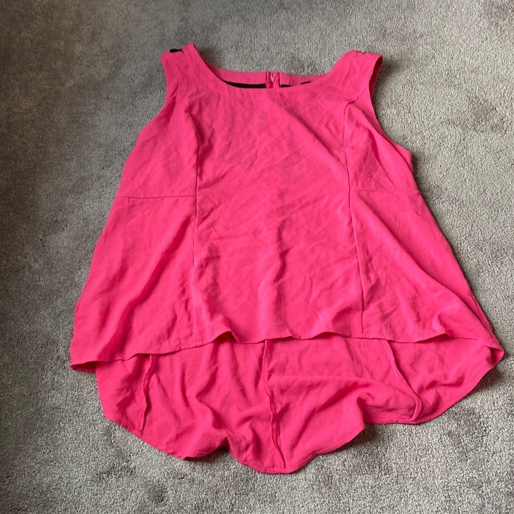 Torrid Hot Pink Black Sleeveless Blouse High Low Hem Top SIZE 4
